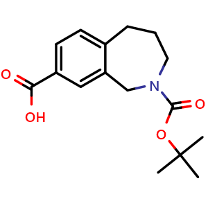 Chemical structure of 6-Boc-6-azabenzocycloheptane-3-carboxylic acid , CAS 1158760-53-2, AChemBlock S83022