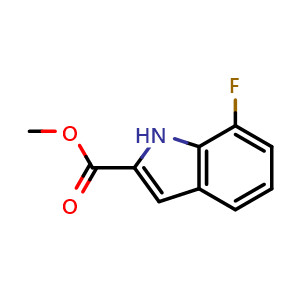 Chemical structure of methyl 7-fluoro-1H-indole-2-carboxylate , CAS 1158331-26-0, AChemBlock S83029