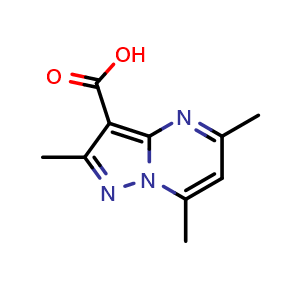 Chemical structure of 2,5,7-trimethylpyrazolo[1,5-a]pyrimidine-3-carboxylic acid , CAS 1158269-53-4, AChemBlock S83030