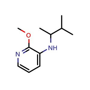 Chemical structure of 2-methoxy-N-(3-methylbutan-2-yl)pyridin-3-amine , CAS 1157628-47-1, AChemBlock S83044