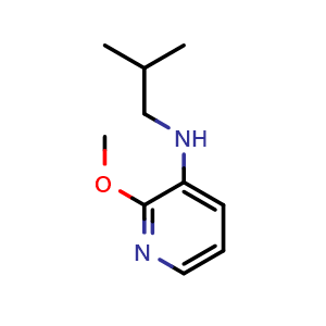 Chemical structure of 2-methoxy-N-(2-methylpropyl)pyridin-3-amine , CAS 1157516-20-5, AChemBlock S83051