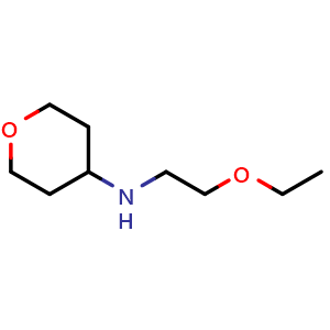 Chemical structure of N-(2-Ethoxyethyl)oxan-4-amine , CAS 1157012-56-0, AChemBlock S83064