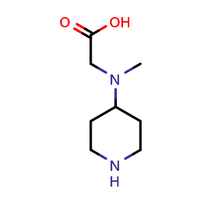 Chemical structure of 2-[methyl(piperidin-4-yl)amino]acetic acid , CAS 1156835-52-7, AChemBlock S83071