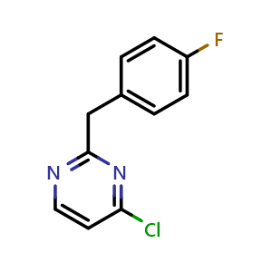 Chemical structure of 4-chloro-2-[(4-fluorophenyl)methyl]pyrimidine , CAS 1156238-27-5, AChemBlock S83083