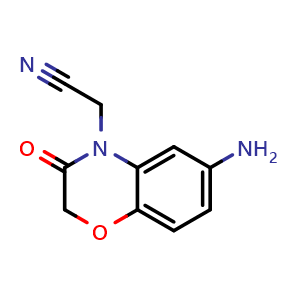Chemical structure of 2-(6-amino-3-oxo-1,4-benzoxazin-4-yl)acetonitrile , CAS 115615-01-5, AChemBlock S83087