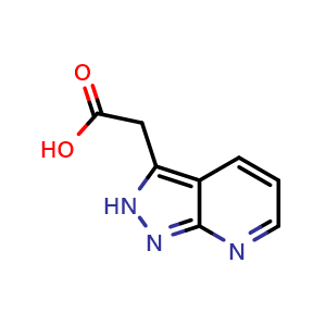 Chemical structure of 2-{2H-pyrazolo[3,4-b]pyridin-3-yl}acetic acid , CAS 1155847-27-0, AChemBlock S83092