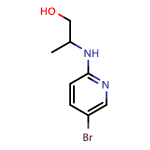 Chemical structure of 2-[(5-bromopyridin-2-yl)amino]propan-1-ol , CAS 1154980-62-7, AChemBlock S83097