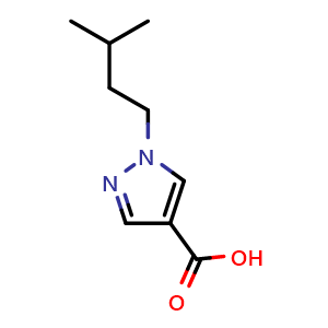 Chemical structure of 1-(3-methylbutyl)-1H-pyrazole-4-carboxylic acid , CAS 1154939-50-0, AChemBlock S83098