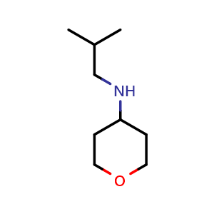 Chemical structure of N-(2-methylpropyl)oxan-4-amine , CAS 1154893-33-0, AChemBlock S83102