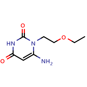 Chemical structure of 6-amino-1-(2-ethoxyethyl)-1,2,3,4-tetrahydropyrimidine-2,4-dione , CAS 1154557-84-2, AChemBlock S83110