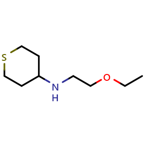 Chemical structure of N-(2-ethoxyethyl)thian-4-amine , CAS 1154555-91-5, AChemBlock S83111