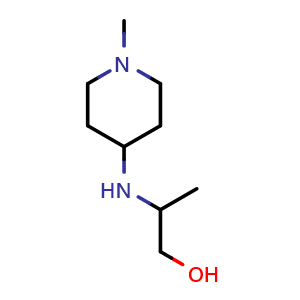 Chemical structure of 2-[(1-methylpiperidin-4-yl)amino]propan-1-ol , CAS 1153893-89-0, AChemBlock S83117
