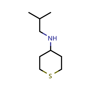 Chemical structure of N-(2-methylpropyl)thian-4-amine , CAS 1153794-37-6, AChemBlock S83118