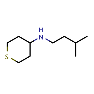 Chemical structure of N-(3-methylbutyl)thian-4-amine , CAS 1153793-71-5, AChemBlock S83119