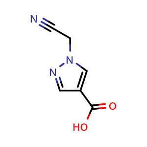 Chemical structure of 1-(cyanomethyl)-1H-pyrazole-4-carboxylic acid , CAS 1153373-77-3, AChemBlock S83124