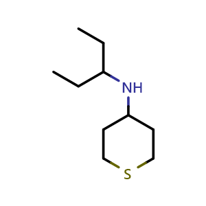 Chemical structure of N-(pentan-3-yl)thian-4-amine , CAS 1153349-51-9, AChemBlock S83125