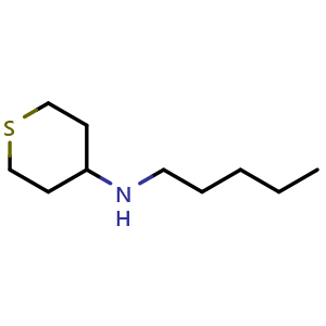Chemical structure of N-pentylthian-4-amine , CAS 1153348-23-2, AChemBlock S83128