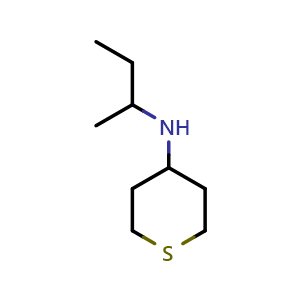 Chemical structure of N-(butan-2-yl)thian-4-amine , CAS 1153348-16-3, AChemBlock S83129