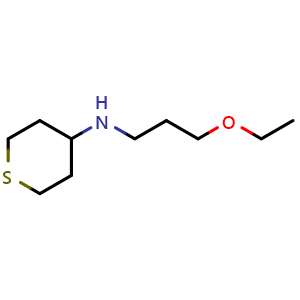 Chemical structure of N-(3-ethoxypropyl)thian-4-amine , CAS 1153149-02-0, AChemBlock S83131