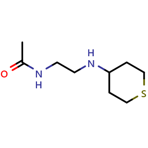 Chemical structure of N-{2-[(thian-4-yl)amino]ethyl}acetamide , CAS 1153144-62-7, AChemBlock S83132