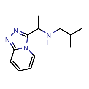 Chemical structure of (2-methylpropyl)(1-{[1,2,4]triazolo[4,3-a]pyridin-3-yl}ethyl)amine , CAS 1152896-91-7, AChemBlock S83139