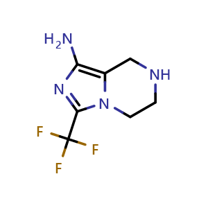 Chemical structure of 3-(trifluoromethyl)-5H,6H,7H,8H-imidazo[1,5-a]pyrazin-1-amine , CAS 1152439-79-6, AChemBlock S83153