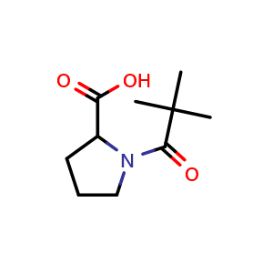 Chemical structure of 1-(2,2-dimethylpropanoyl)pyrrolidine-2-carboxylic acid , CAS 114525-92-7, AChemBlock S83184