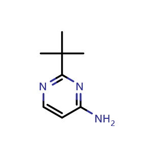 Chemical structure of 2-tert-butylpyrimidin-4-amine , CAS 114362-20-8, AChemBlock S83189