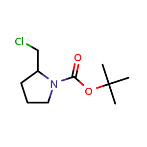 Chemical structure of tert-butyl 2-(chloromethyl)pyrrolidine-1-carboxylate , CAS 1142400-61-0, AChemBlock S83192