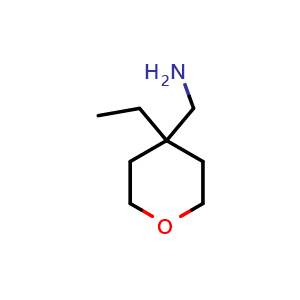 Chemical structure of 1-(4-ethyloxan-4-yl)methanamine , CAS 1142202-08-1, AChemBlock S83194