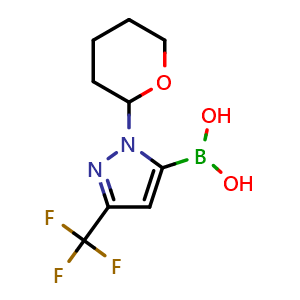 Chemical structure of [1-(oxan-2-yl)-3-(trifluoromethyl)-1H-pyrazol-5-yl]boronic acid , CAS 1141878-45-6, AChemBlock S83198
