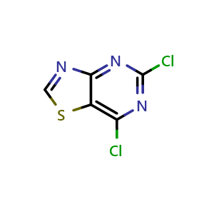Chemical structure of 5,7-dichloro-[1,3]thiazolo[4,5-d]pyrimidine , CAS 1137278-39-7, AChemBlock S83209