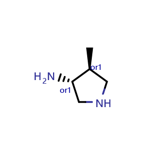 Chemical structure of trans-4-methylpyrrolidin-3-amine , CAS 113617-69-9, AChemBlock S83210