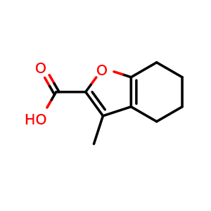 Chemical structure of 3-methyl-4,5,6,7-tetrahydro-1-benzofuran-2-carboxylic acid , CAS 1135214-53-7, AChemBlock S83216