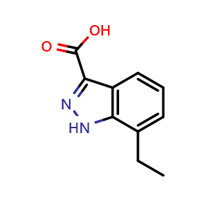 Chemical structure of 7-ethyl-1H-indazole-3-carboxylic acid , CAS 1131604-75-5, AChemBlock S83248