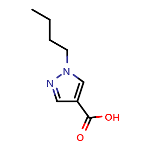 Chemical structure of 1-butyl-1H-pyrazole-4-carboxylic acid , CAS 113100-43-9, AChemBlock S83253