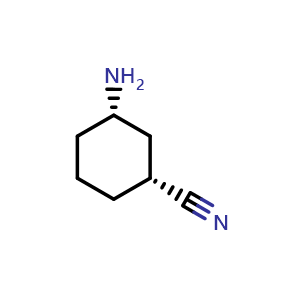 Chemical structure of Cis-3-aminocyclohexanecarbonitrile , CAS 1127904-93-1, AChemBlock S83267