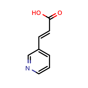 Chemical structure of 3-(pyridin-3-yl)prop-2-enoic acid , CAS 1126-74-5, AChemBlock S83280