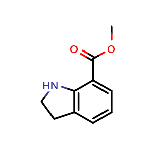 Chemical structure of methyl 2,3-dihydro-1H-indole-7-carboxylate , CAS 112106-91-9, AChemBlock S83305