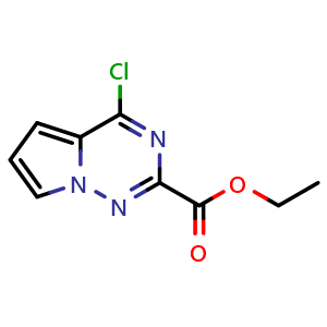 Chemical structure of ethyl 4-chloropyrrolo[2,1-f][1,2,4]triazine-2-carboxylate , CAS 1120214-92-7, AChemBlock S83307