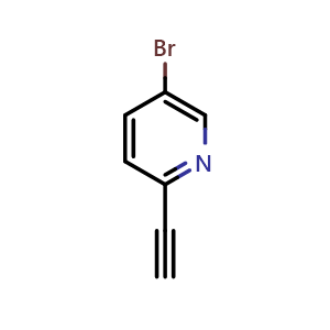 Chemical structure of 5-bromo-2-ethynylpyridine , CAS 111770-86-6, AChemBlock S83314