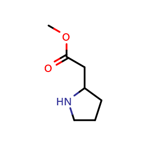 Chemical structure of methyl 2-(pyrrolidin-2-yl)acetate , CAS 111704-98-4, AChemBlock S83315