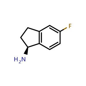 Chemical structure of (1S)-5-fluoro-2,3-dihydro-1H-inden-1-amine , CAS 1114333-11-7, AChemBlock S83325