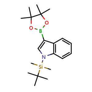 Chemical structure of tert-butyl-dimethyl-[3-(4,4,5,5-tetramethyl-1,3,2-dioxaborolan-2-yl)indol-1-yl]silane , CAS 1111096-51-5, AChemBlock S83333