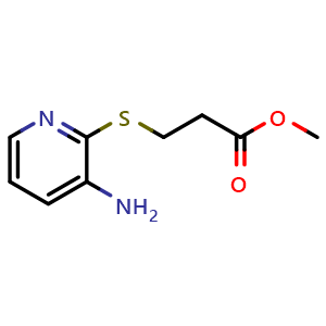 Chemical structure of methyl 3-[(3-aminopyridin-2-yl)sulfanyl]propanoate , CAS 111042-83-2, AChemBlock S83339