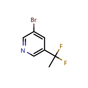 Chemical structure of 3-Bromo-5-(1,1-difluoroethyl)pyridine , CAS 1108724-32-8, AChemBlock S83345