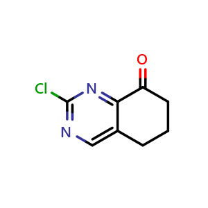 Chemical structure of 2-chloro-6,7-dihydro-5H-quinazolin-8-one , CAS 1105664-58-1, AChemBlock S83358
