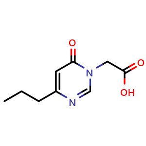 Chemical structure of 2-(6-oxo-4-propyl-1,6-dihydropyrimidin-1-yl)acetic acid , CAS 1105193-65-4, AChemBlock S83364