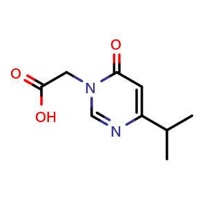 Chemical structure of 2-[6-oxo-4-(propan-2-yl)-1,6-dihydropyrimidin-1-yl]acetic acid , CAS 1105193-60-9, AChemBlock S83365