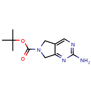 Chemical structure of tert-butyl 2-amino-5H,6H,7H-pyrrolo[3,4-d]pyrimidine-6-carboxylate , CAS 1105187-42-5, AChemBlock S83368